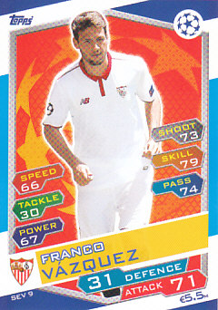 Franco Vazquez Sevilla FC 2016/17 Topps Match Attax CL #SEV09